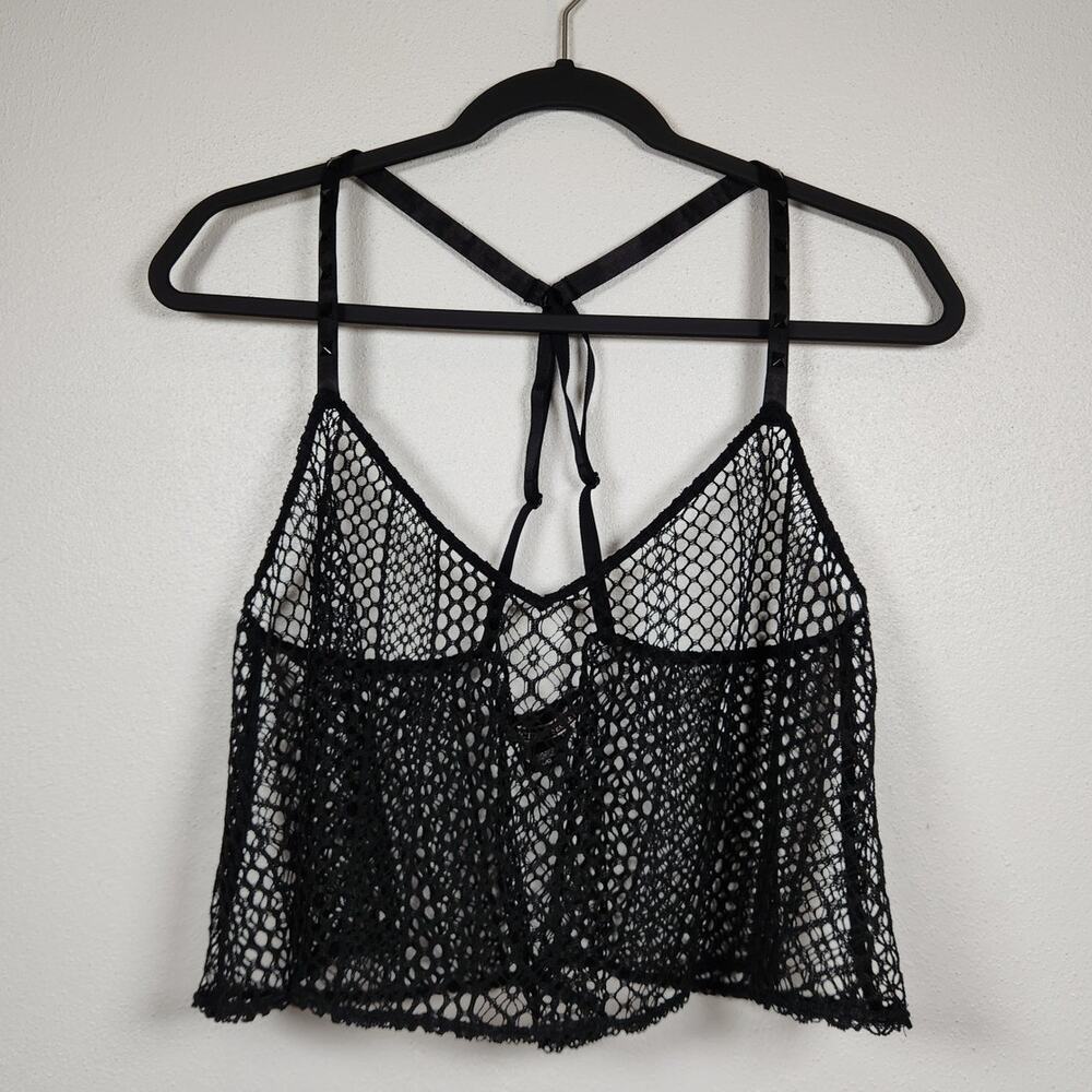 Vintage y2k Victoria's Secret Sheer Lace Tank Top Studded Beaded Grunge Punk